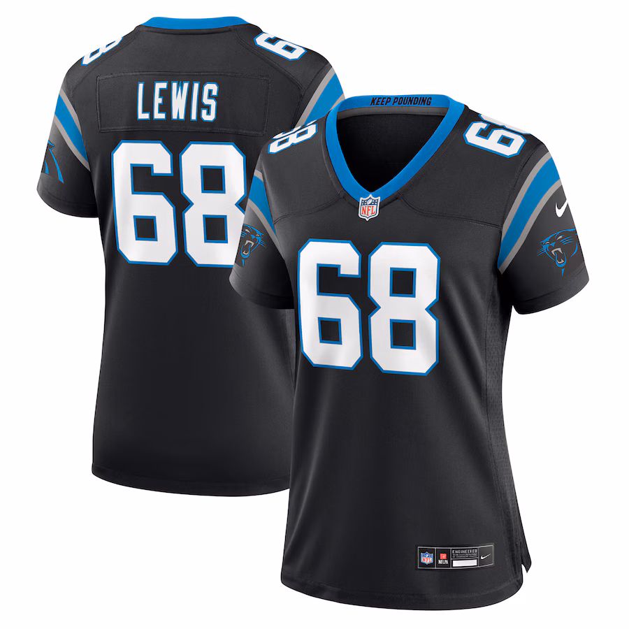Women's Carolina Panthers Damien Lewis Nike Black Game Jersey