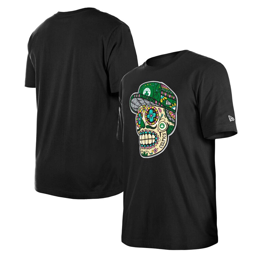 Unisex Boston Celtics New Era Black Sugar Skull T-Shirt
