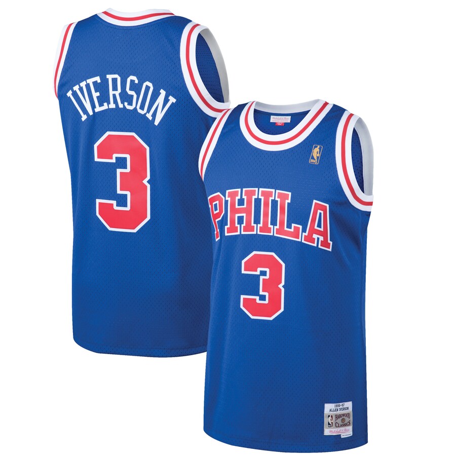Men's Philadelphia 76ers Allen Iverson Mitchell & Ness Royal 1996/97 Hardwood Classics Swingman Jersey