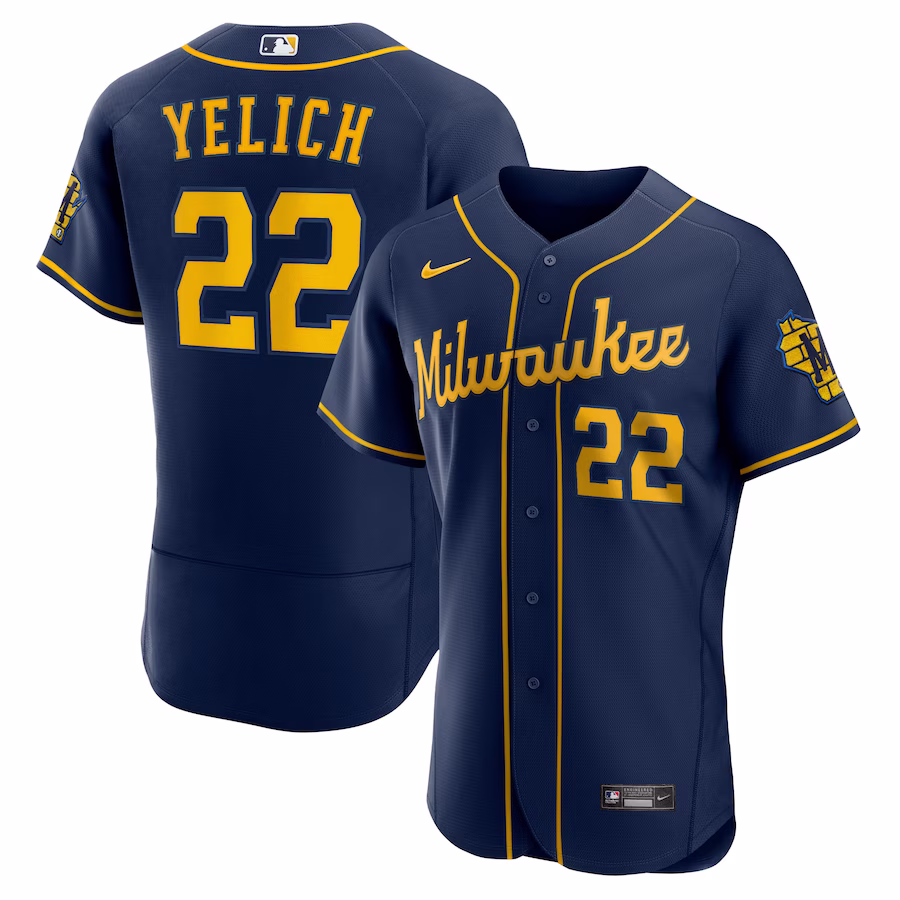 Men's Milwaukee Brewers Christian Yelich Nike Navy Alternate Authentic Player Jersey