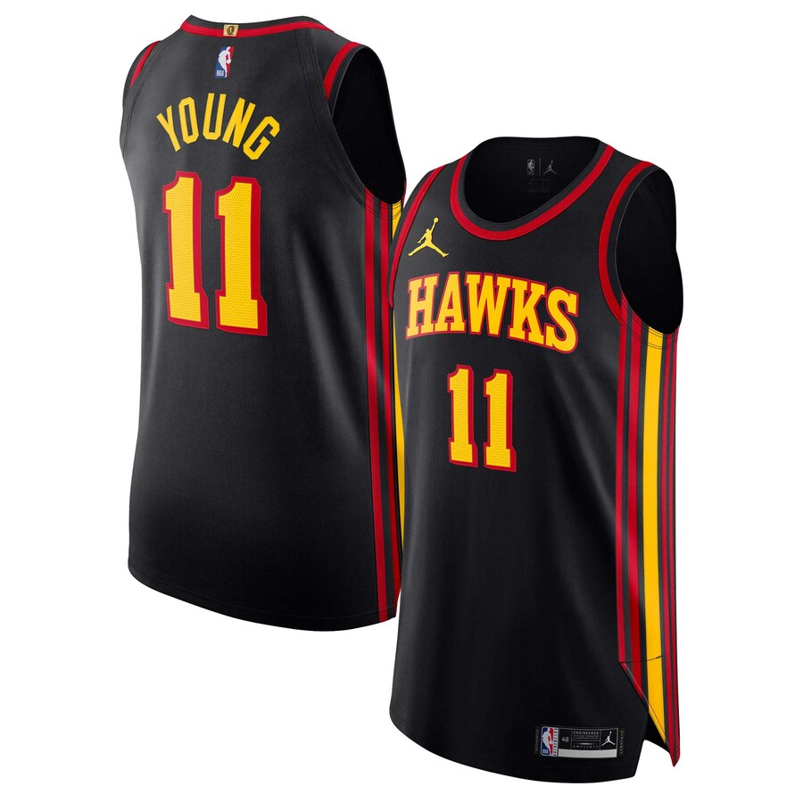 Men's Atlanta Hawks Trae Young Jordan Brand Black Authentic Player Jersey - Statement Edition