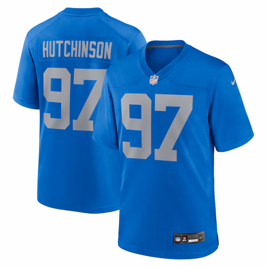 Men's Detroit Lions Aidan Hutchinson Nike  Blue Alternate Game Jersey
