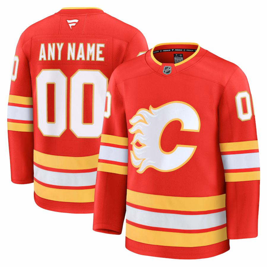 Men's Calgary Flames Fanatics Red Home Premium Custom Jersey