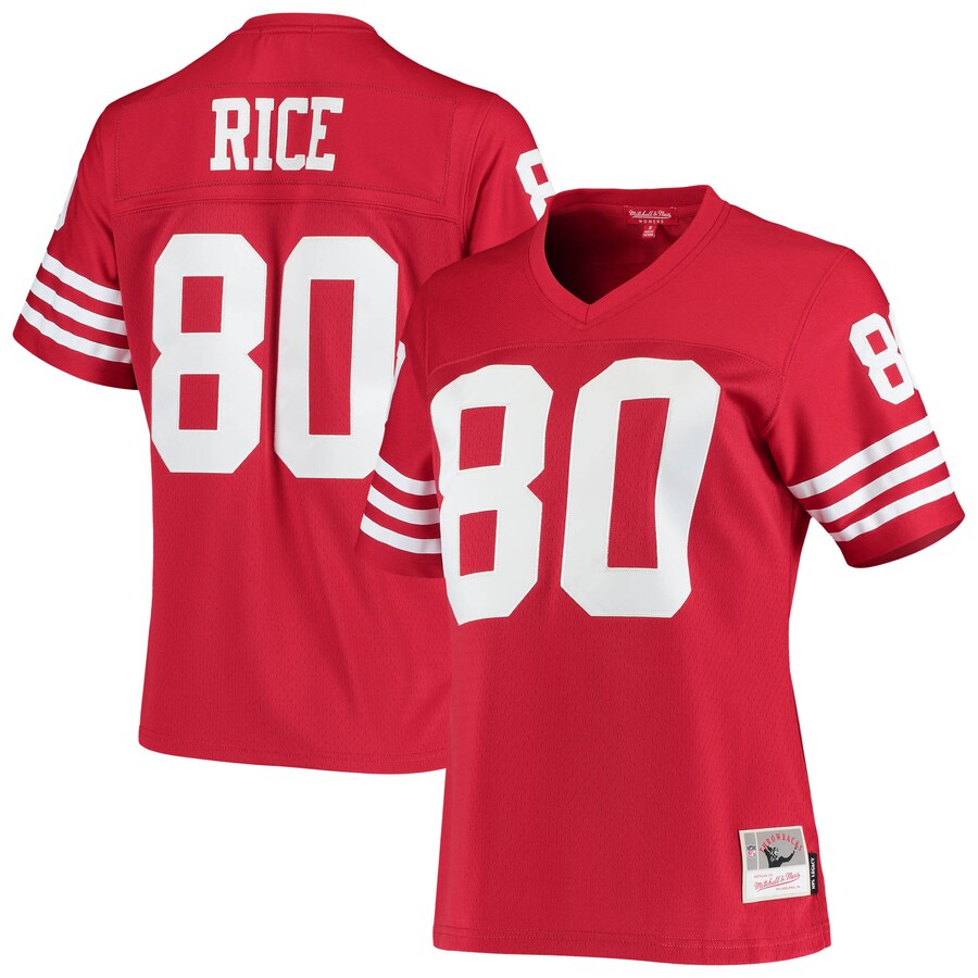 Women's San Francisco 49ers Jerry Rice Mitchell & Ness Scarlet 1990 Legacy Replica Jersey