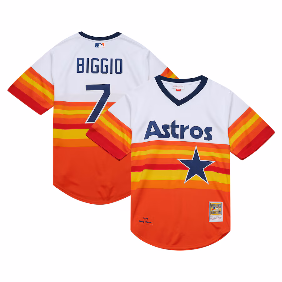 Men's Houston Astros Craig Biggio Mitchell & Ness White 2004 Cooperstown Collection Authentic Throwback Jersey