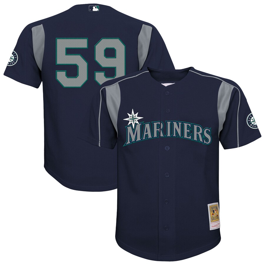 Youth Seattle Mariners Felix Hernandez Mitchell & Ness Navy Mesh Batting Practice Jersey