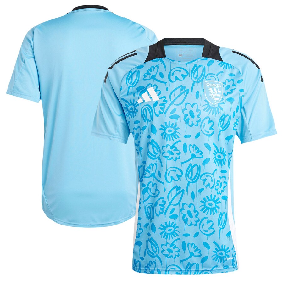 Men's San Jose Earthquakes adidas Blue 2024 One Planet Pre-Match Top