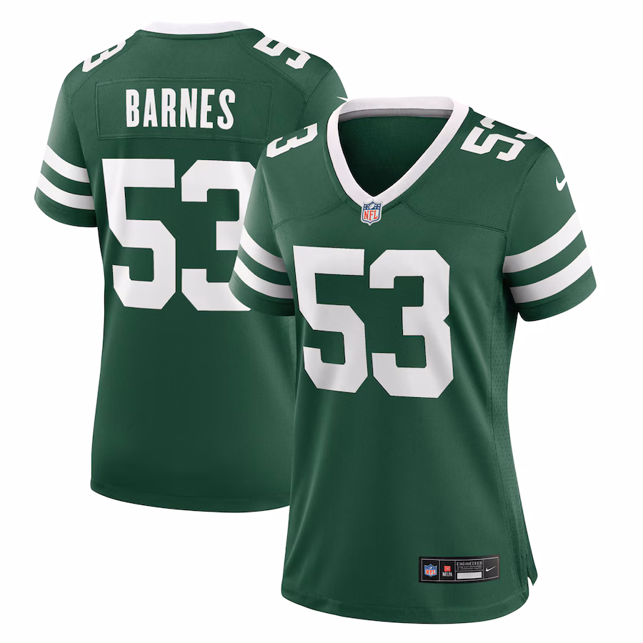 Women's New York Jets Zaire Barnes Nike Legacy Green Team Game Jersey