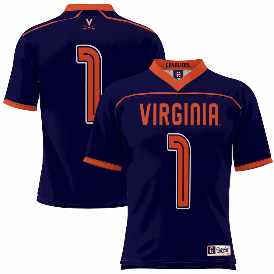 #1 Virginia Cavaliers GameDay Greats Youth Lacrosse Fashion Jersey Lightweight - Navy