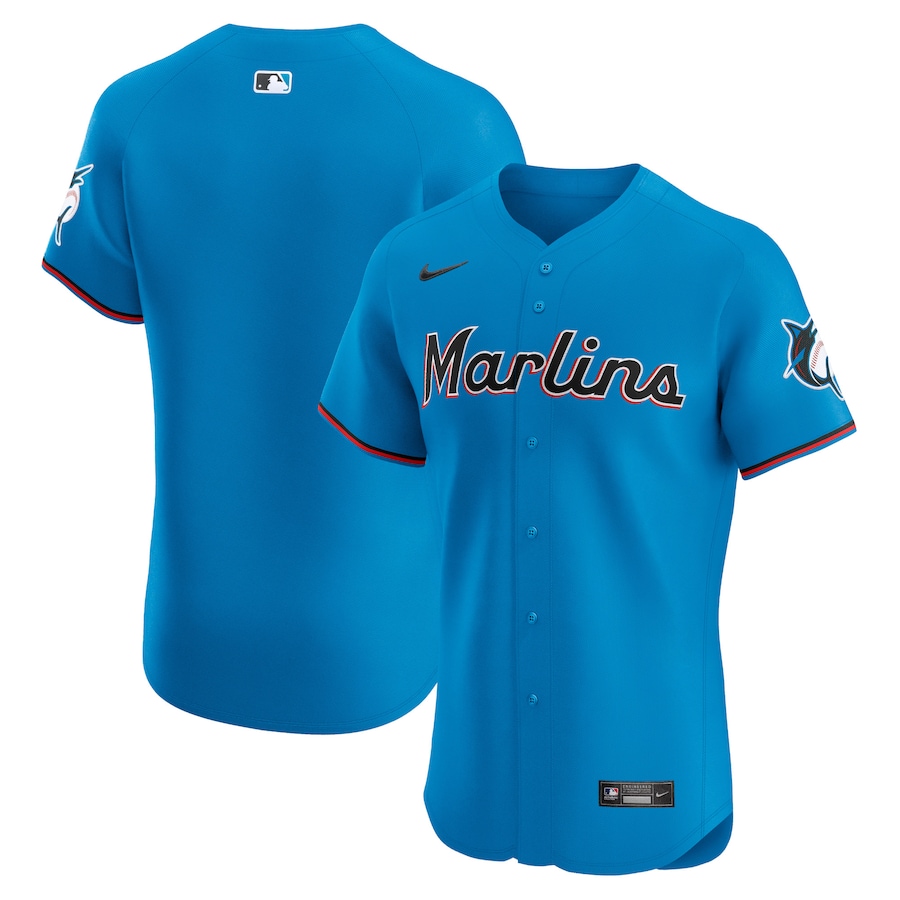 Men's Miami Marlins  Nike Blue Alternate Vapor Premier Elite Patch Jersey