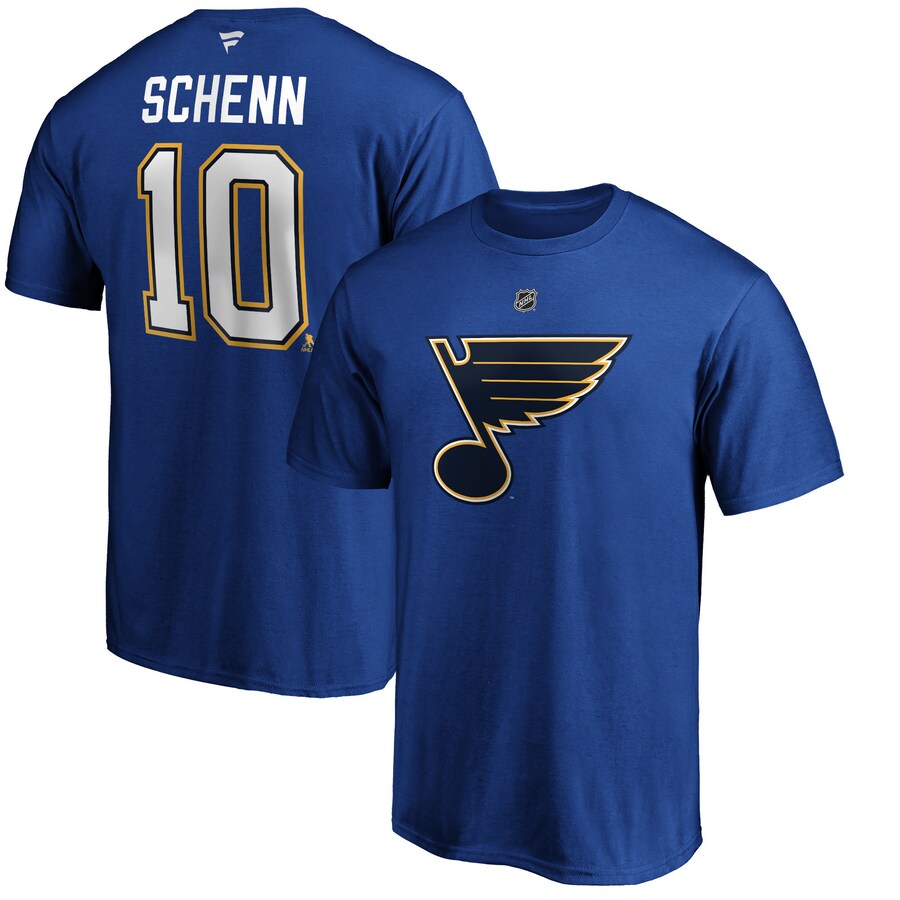 Men's St. Louis Blues Brayden Schenn Fanatics Blue Authentic Stack Player Name & Number T-Shirt