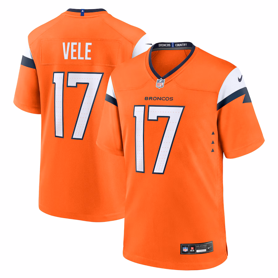 Men's Denver Broncos Devaughn Vele Nike Orange Team Game Jersey