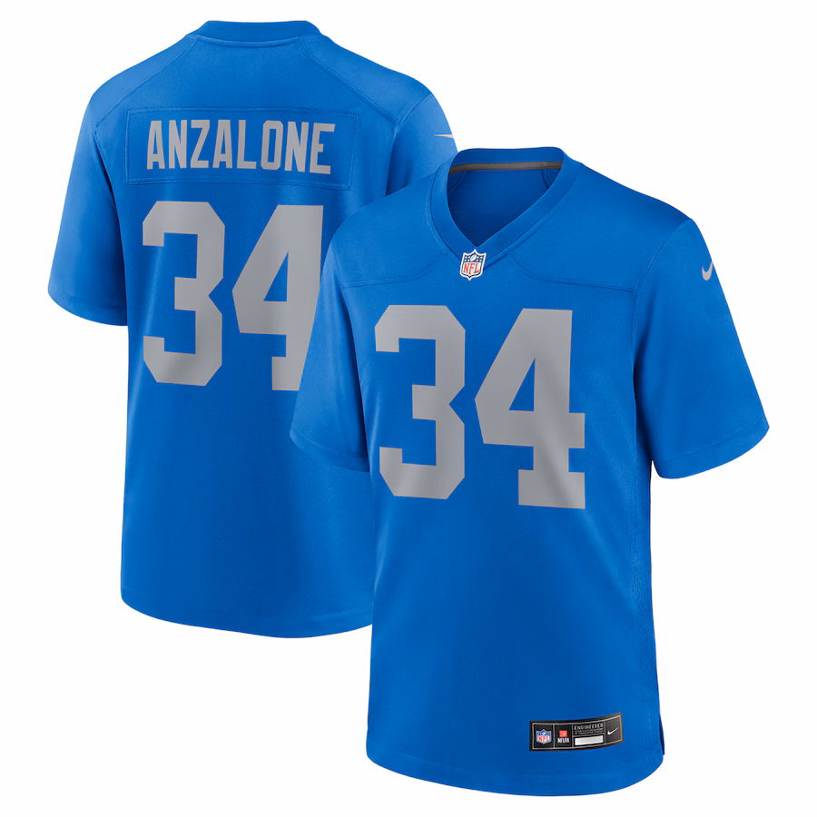 Men's Detroit Lions Alex Anzalone Nike Blue Alternate Game Jersey
