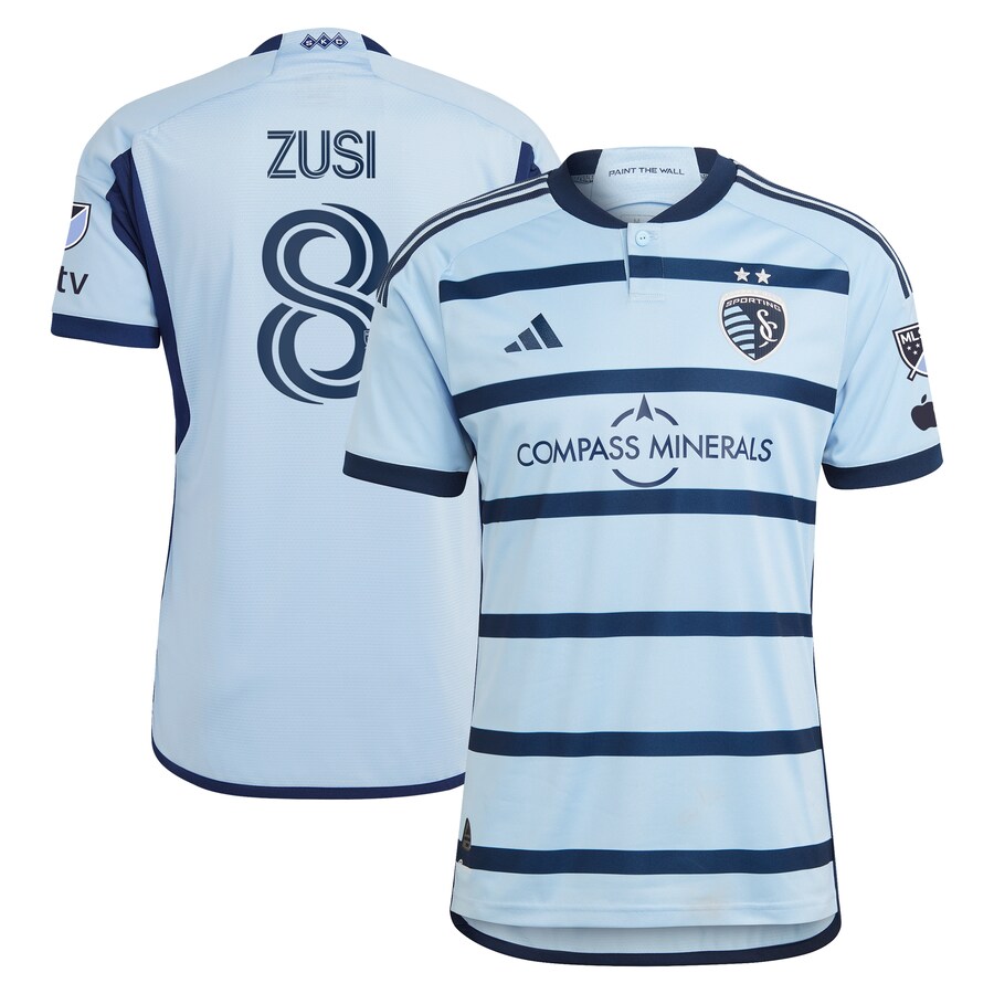 Men's Sporting Kansas City Graham Zusi adidas Light Blue 2023 Hoops 4.0 Authentic Player Jersey
