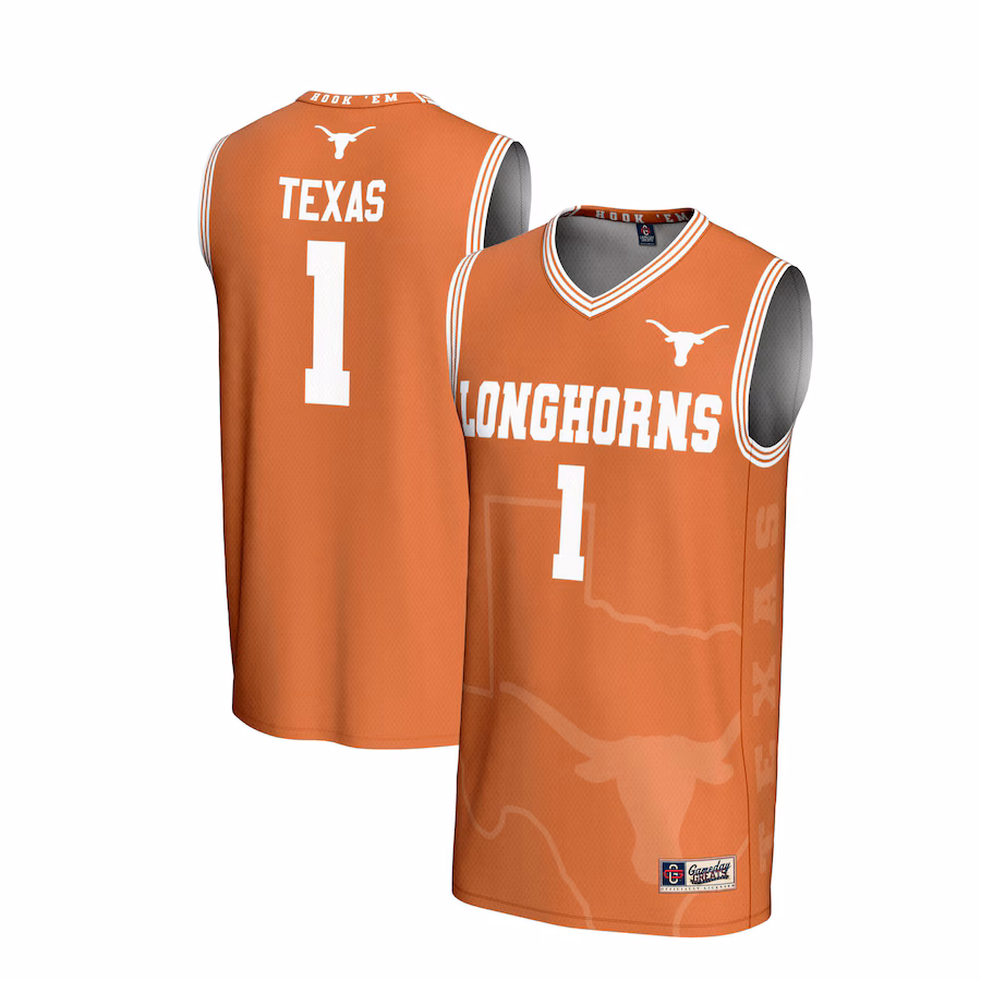 Youth GameDay Greats #1 Texas Orange Texas Longhorns Lightweight Icon Print Basketball Jersey