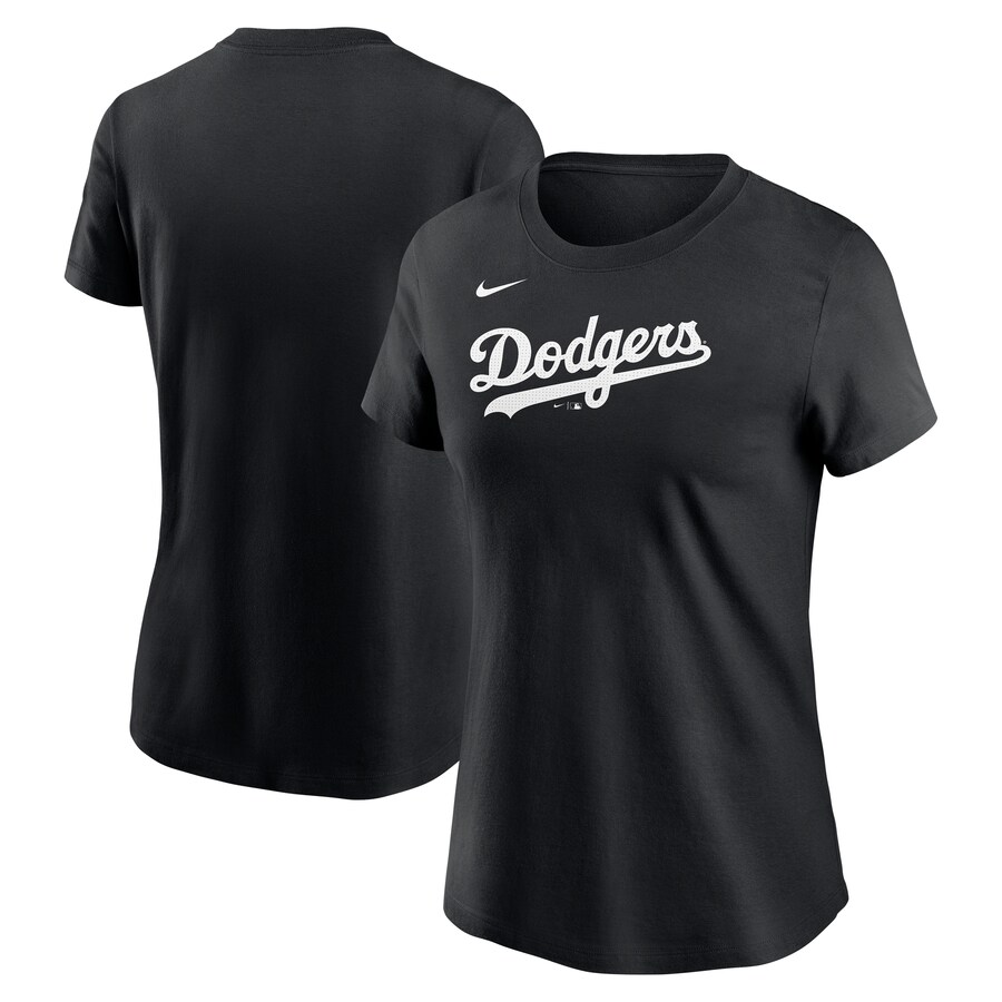 Women's Los Angeles Dodgers Nike Black Fuse Wordmark T-Shirt