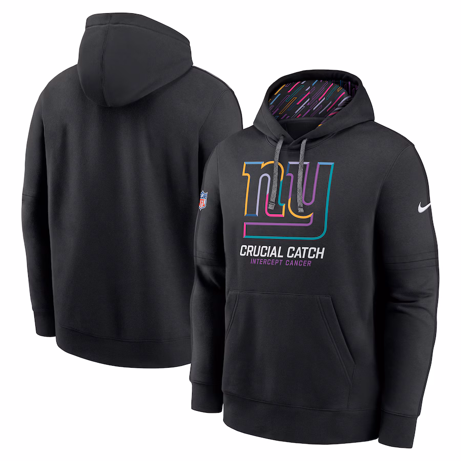 Men's New York Giants Nike Black 2024 NFL Crucial Catch Club Pullover Hoodie