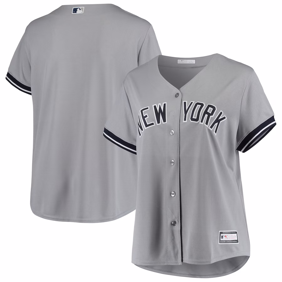 Women's New York Yankees Gray Plus Size Road Replica Team Jersey