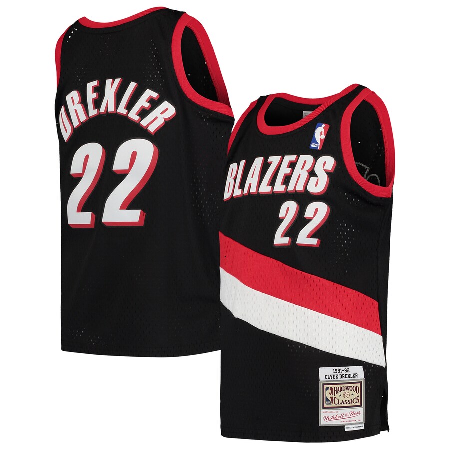 Youth Portland Trail Blazers Clyde Drexler Mitchell & Ness Black 1991/92 Hardwood Classics Swingman Jersey
