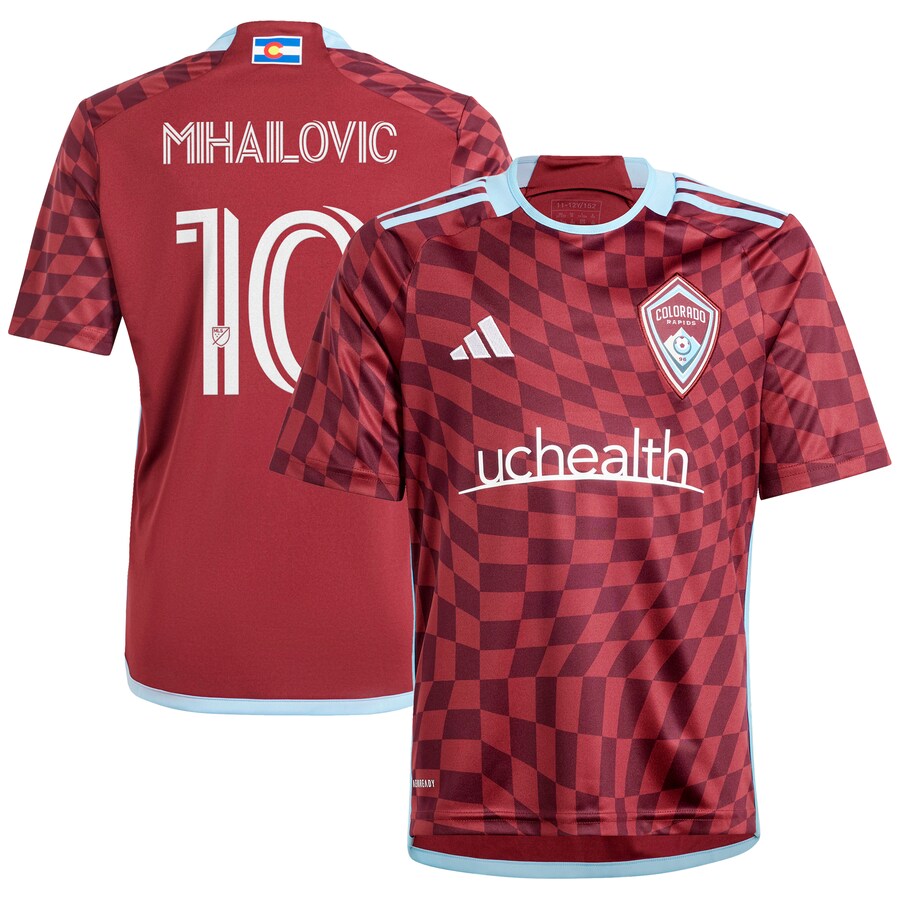 Youth Colorado Rapids Djordje Mihailovic adidas Burgundy 2024 One Flag Kit Replica Player Jersey
