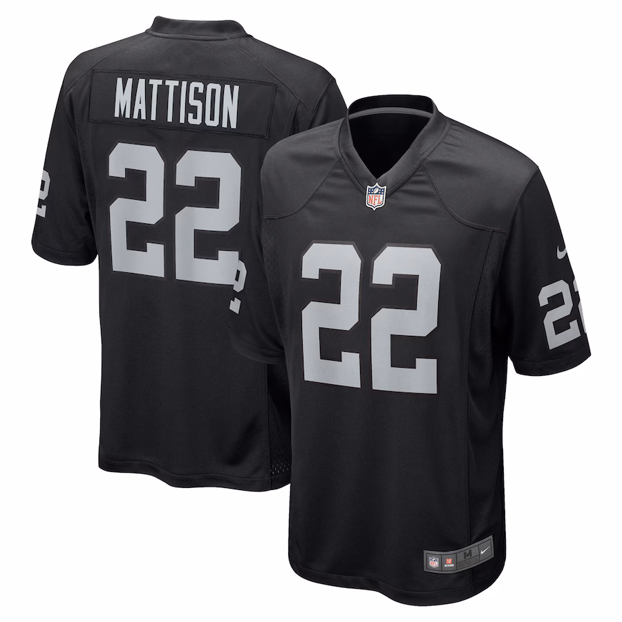 Men's Las Vegas Raiders Alexander Mattison Nike Black Team Game Jersey