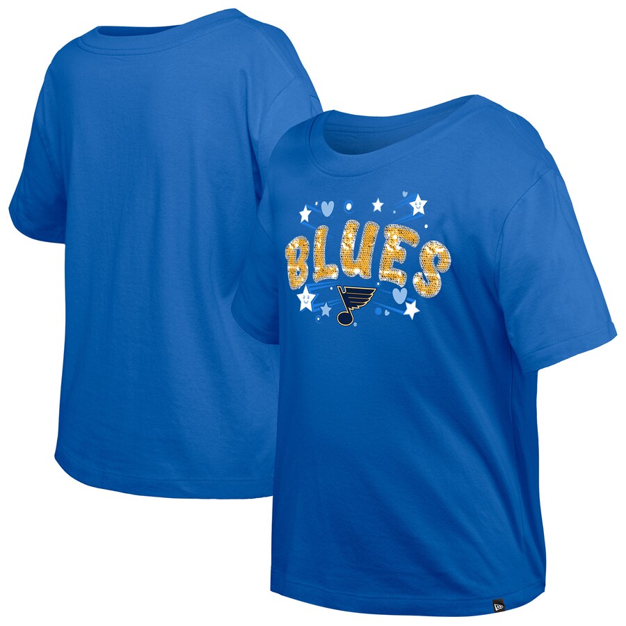 Girl's Youth St. Louis Blues New Era Blue Flip Sequin T-Shirt