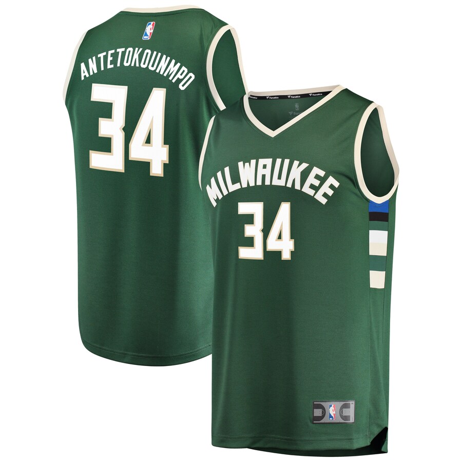 Men's Milwaukee Bucks Giannis Antetokounmpo Fanatics Green Fast Break Replica Jersey - Icon Edition