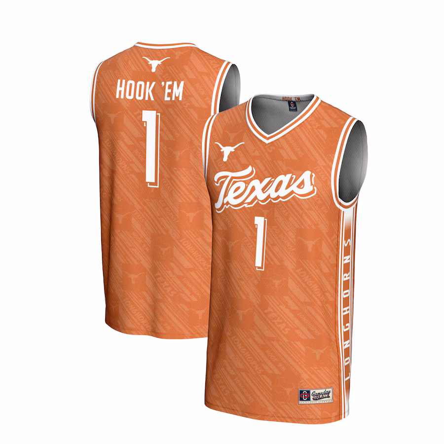 Youth GameDay Greats #1 Texas Orange Texas Longhorns Lightweight Highlight Print Basketball Jersey