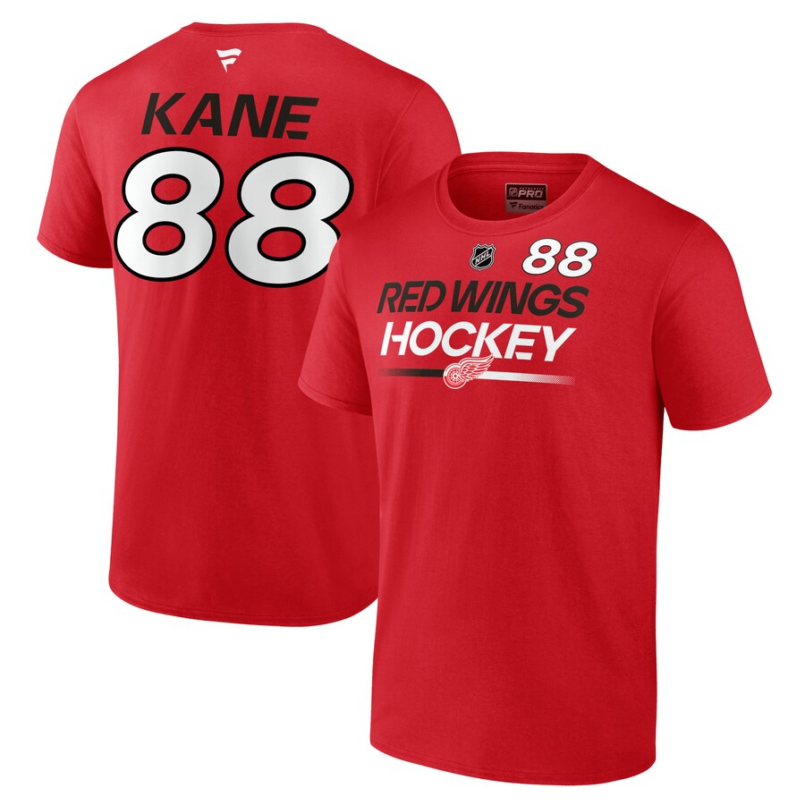 Men's Detroit Red Wings Patrick Kane Fanatics Red Authentic Pro Prime Name & Number T-Shirt