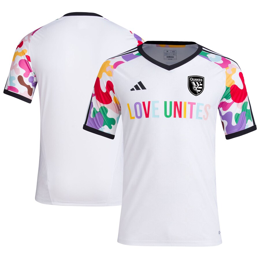 Men's San Jose Earthquakes  adidas White 2023 Pride Pre-Match Top