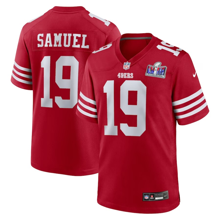 Men's San Francisco 49ers Deebo Samuel Nike Scarlet Super Bowl LVIII Game Jersey