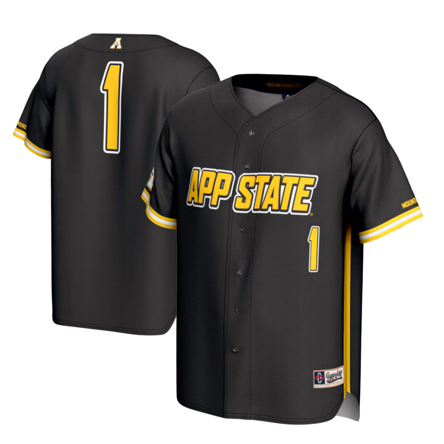 Youth GameDay Greats #1 Black Appalachian State Mountaineers Lightweight Baseball Fashion Jersey