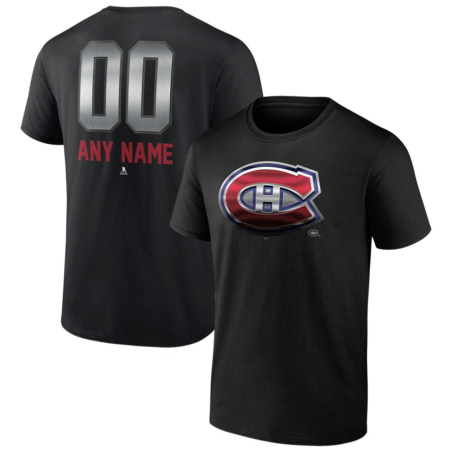 Men's Montreal Canadiens Black Personalized Midnight Mascot Logo T-Shirt