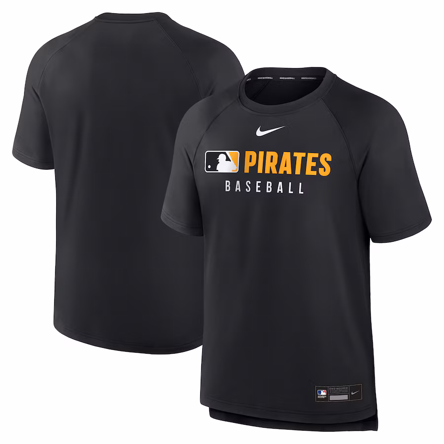 Men's Pittsburgh Pirates Nike Black Authentic Collection Pregame Raglan Performance T-Shirt