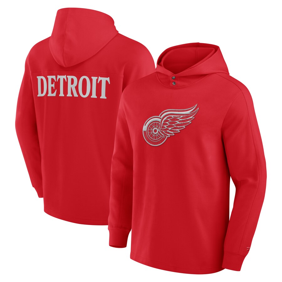 Men's Detroit Red Wings Fanatics Red Elements Blaze Tri-Blend Long Sleeve Hoodie T-Shirt