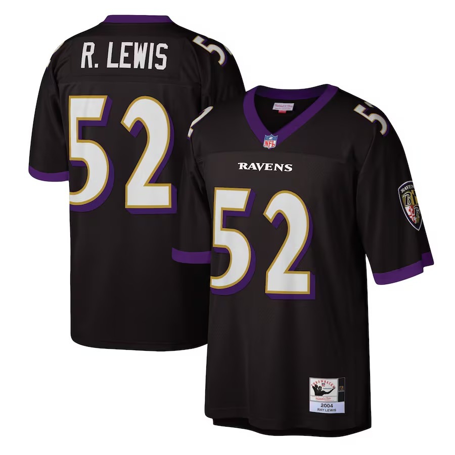 Men's Baltimore Ravens 2004 Ray Lewis Mitchell & Ness Black Authentic Throwback Retired Player Jersey