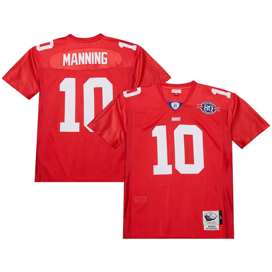 Men's New York Giants 2004 Eli Manning Mitchell & Ness Red Authentic Throwback Retired Player Jersey