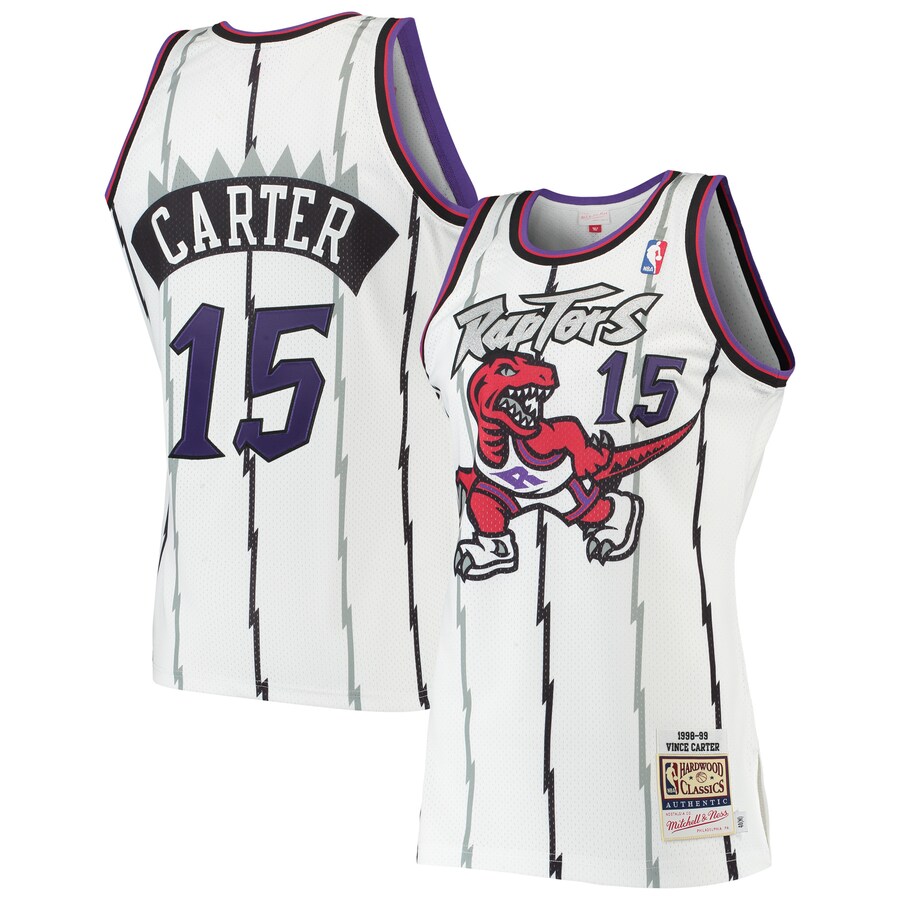 Men's Toronto Raptors Vince Carter Mitchell & Ness White 1998/99 Hardwood Classics Authentic Jersey