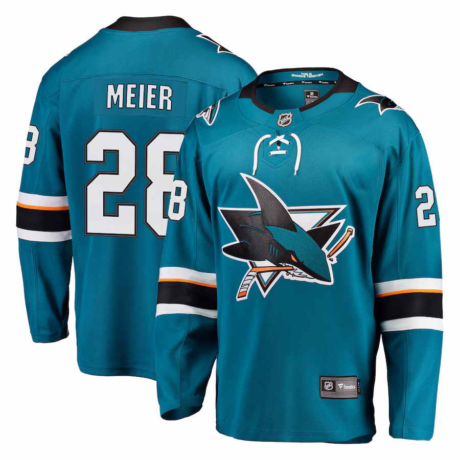 Men's San Jose Sharks Timo Meier Fanatics Teal Home Premier Breakaway Player Jersey