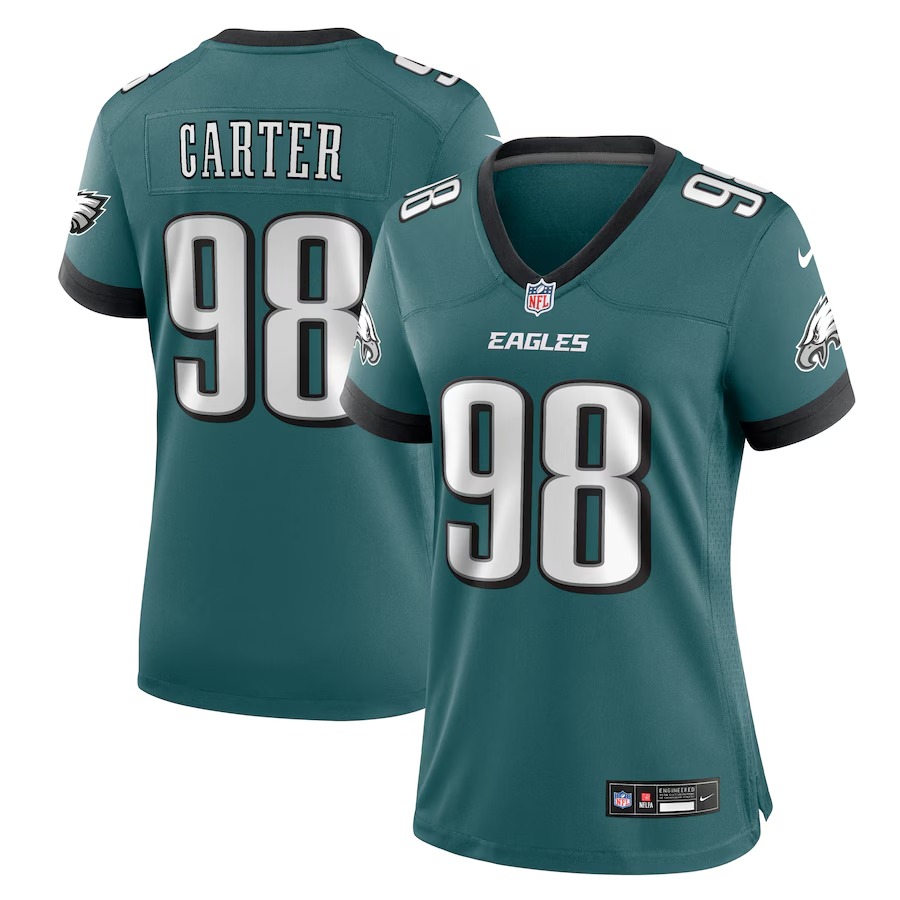 Women's Philadelphia Eagles Jalen Carter Nike Midnight Green Team Game Jersey