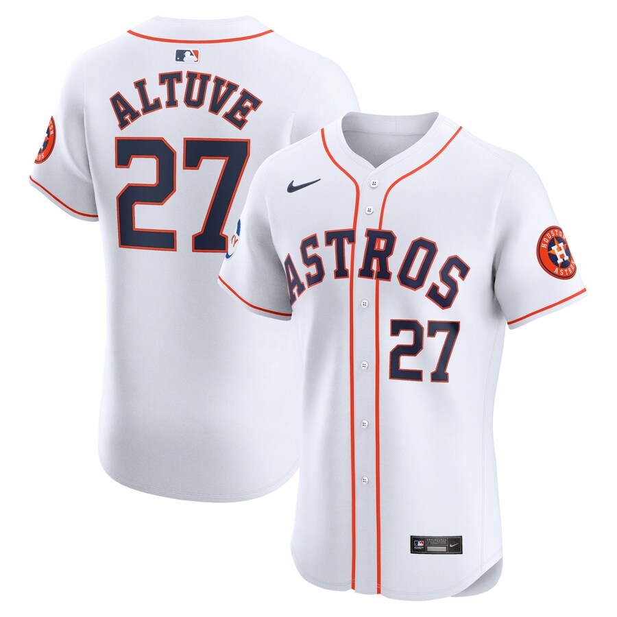 Men's Houston Astros Jose Altuve Nike White Home Elite Sponsor Patch Player Jersey