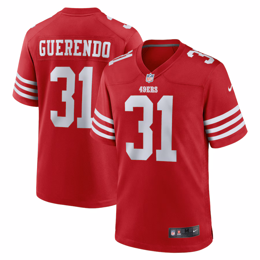 Men's San Francisco 49ers Isaac Guerendo Nike Scarlet Game Jersey
