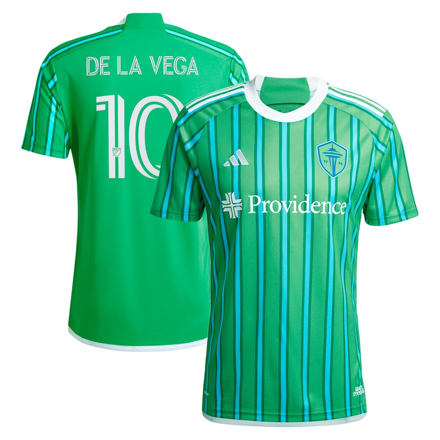 Men's Seattle Sounders FC Pedro de la Vega adidas Green 2024 The Anniversary Kit Replica Player Jersey