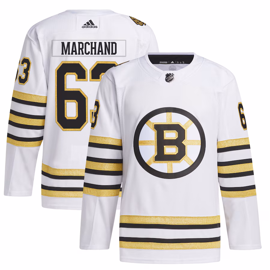 Men's Boston Bruins Brad Marchand adidas White Alternate Primegreen Authentic Player Jersey