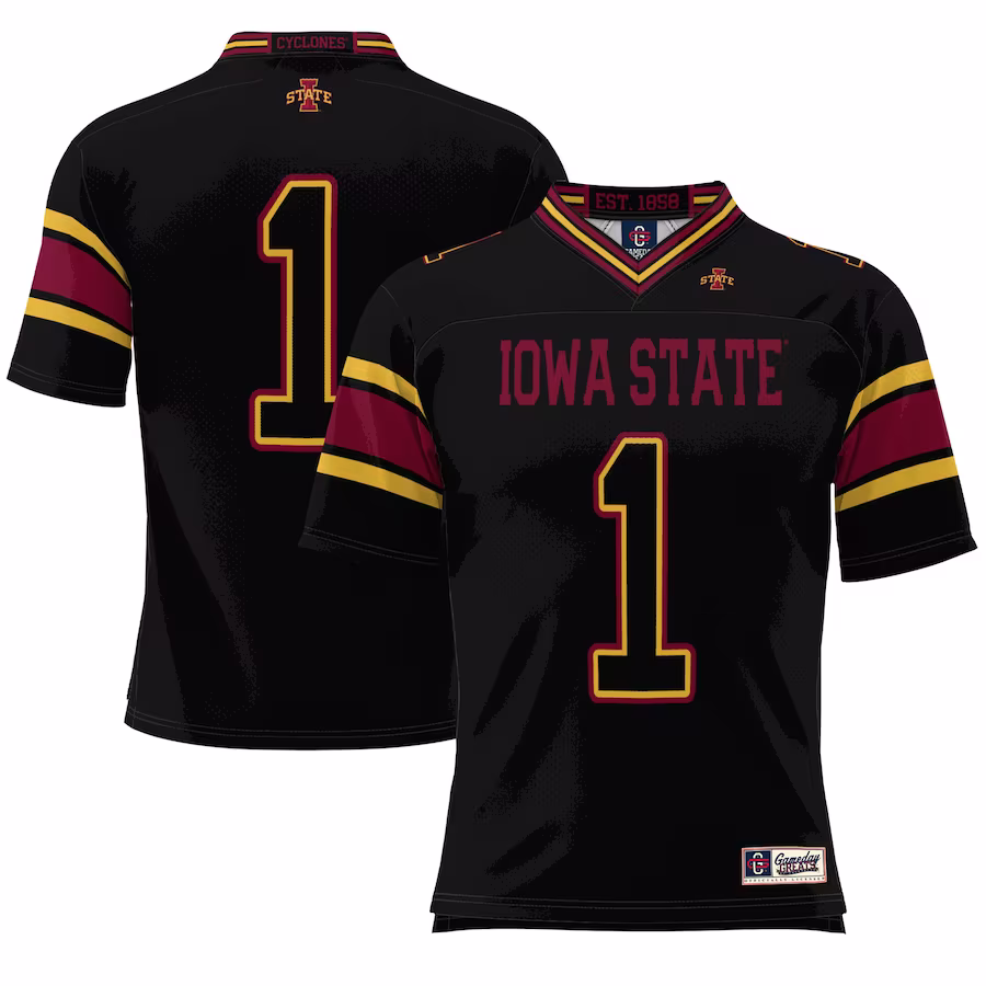 #1 Iowa State Cyclones GameDay Greats Youth Endzone Football Jersey - Black