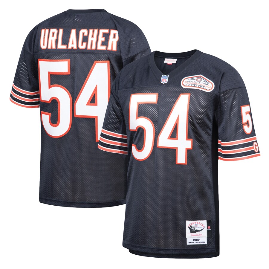 Men's Chicago Bears 2001 Brian Urlacher Mitchell & Ness Navy Authentic Throwback Retired Player Jersey