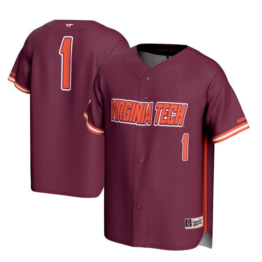 #1 Virginia Tech Hokies GameDay Greats Lightweight Baseball Fashion Jersey - Maroon