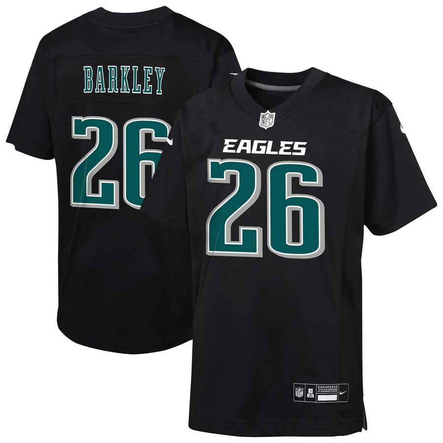 Youth Philadelphia Eagles Saquon Barkley Nike Carbon Black Fashion Game Jersey