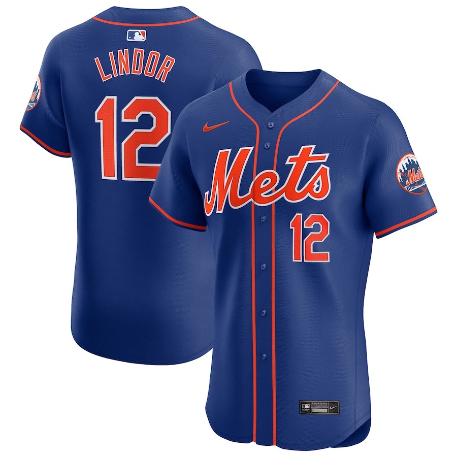 Men's New York Mets Francisco Lindor Nike Royal Alternate Elite Sponsor Patch Player Jersey