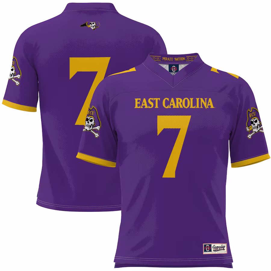 #1 ECU Pirates GameDay Greats Youth Football Jersey - Purple